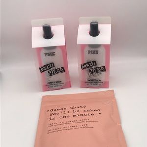 FRANK COFFEE BODY SCRUB & 2 PINK BODY MILK COFFEE SHOP